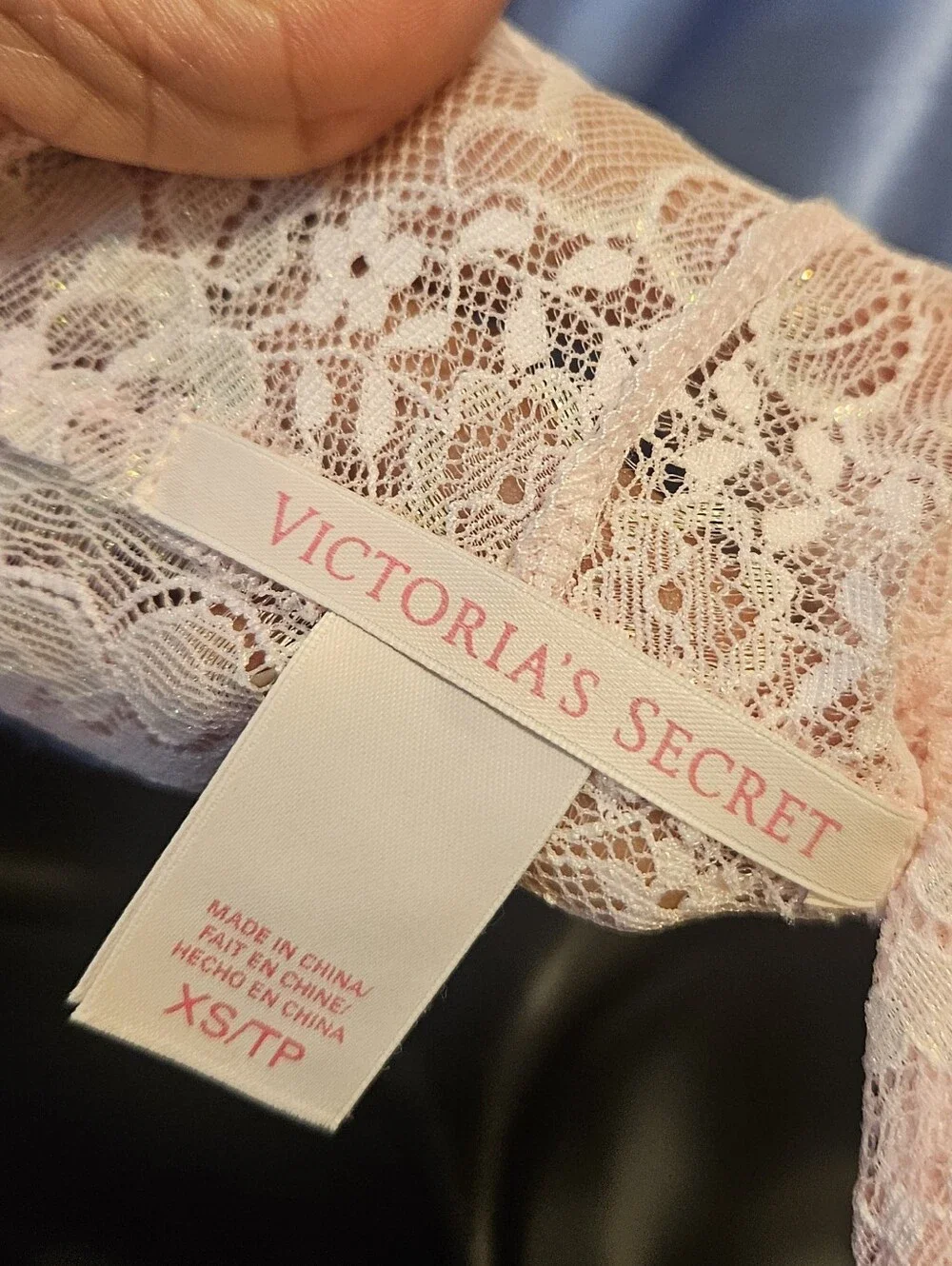 NWOT Victoria's Secret Blue Satin and Pink Lace Halter Chemise - Picture 3 of 3